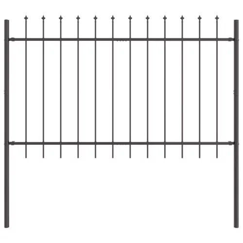  Kerti Kerítés Lándzsás Felsővel Szürke 1,7x1,2 m Fém