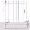  Kerti Kerítés Lándzsás Felső Szürke 1,7x1,5 m Acél