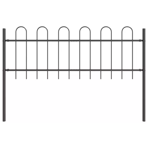  Szürke Kerti Kerítés Ívelt Tetejű, 1.7 x 0.6 m, Acélból készült