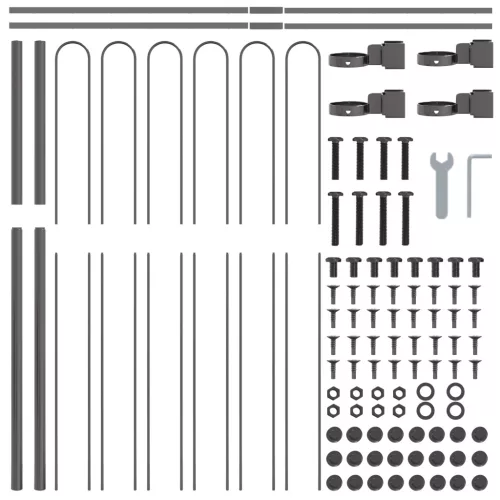  Kertkerítés Íves Felső Szürke 1,7x1,5 m Acél