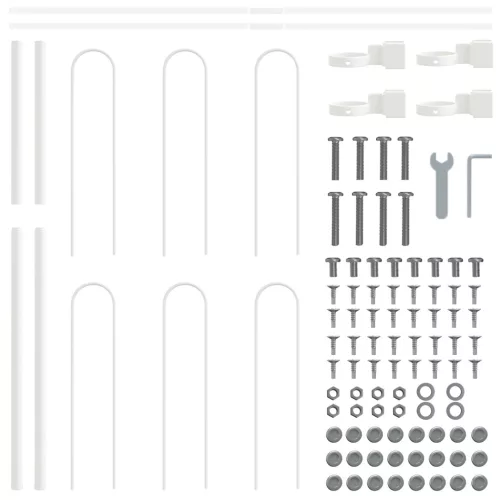  Kerti Kerítés Íves Felső Rész Készlet Fehér 1,7x0,8 m Acél
