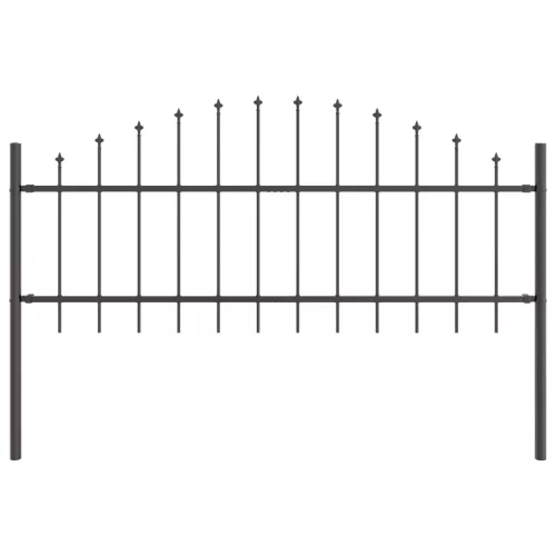  Kertkerítés Íves Felső Szürke 1,7x0,75 m Acél