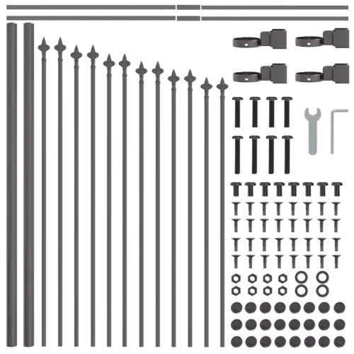  Kertkerítés Íves Felső Szürke 1,7x0,75 m Acél