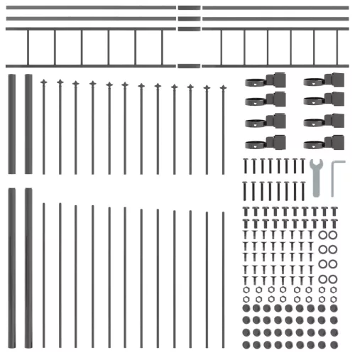  Kerti Kerítés Íves Felső Szürke 1,7x2 m Acél