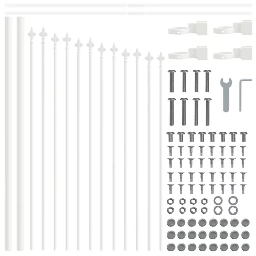  Kerti Kerítés Íves Felső Fehér 1,7x0,75 m Acél