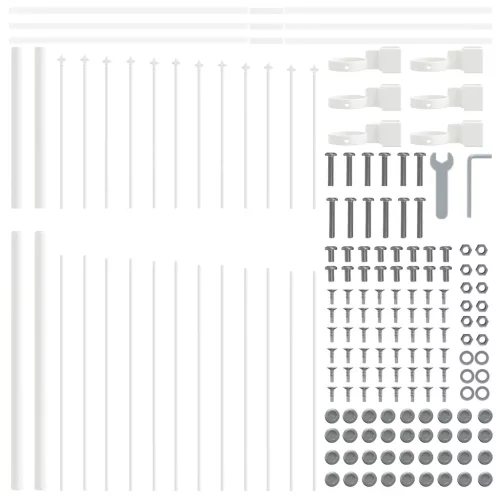  Kerti Kerítés Íves Felső, Fehér, 1,7x1,75 m, Acél