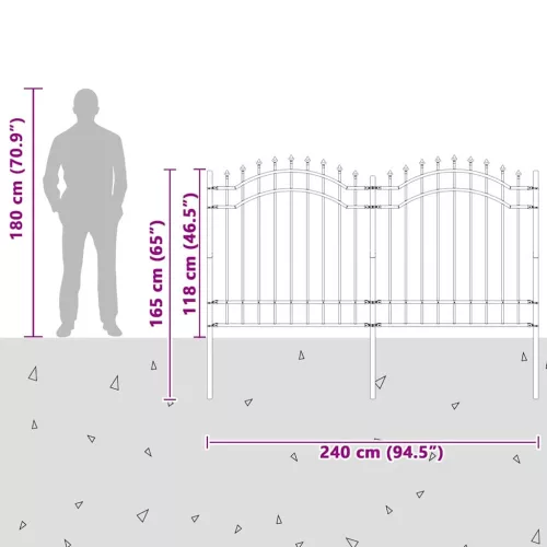  Kerti Kerítés Szürke 165 cm Porszórt Acél