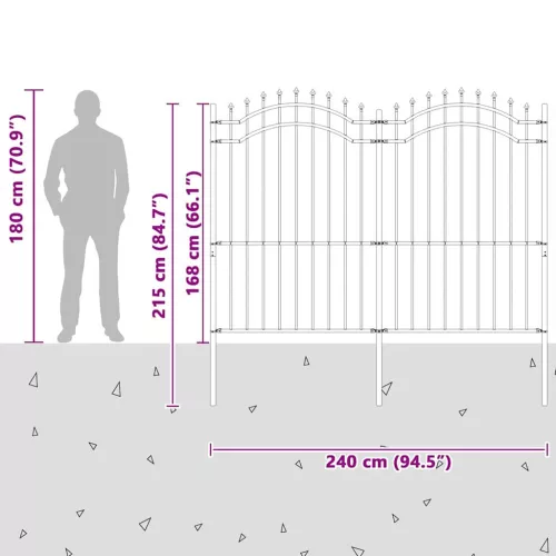 Kerti Kerítés Szürke 215 cm Porszórt Acél