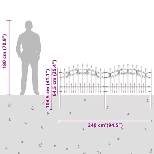  Kertkerítés Szürke 115 cm Porszórt Acél