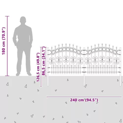  Kertkerítés Szürke 140 cm Porszórt Acél
