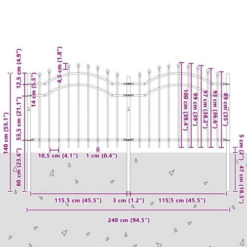  Kerti Kerítés Fehér 140 cm Porszórt Acél