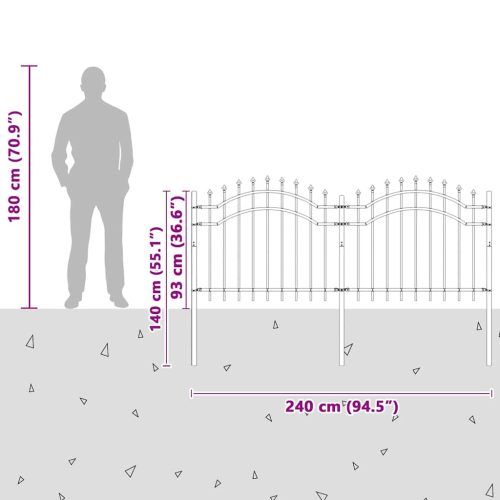  Kerti Kerítés Fehér 140 cm Porszórt Acél