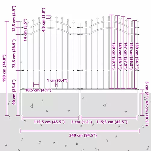  Kerti Kerítés Fehér 190 cm Porszórt Acél