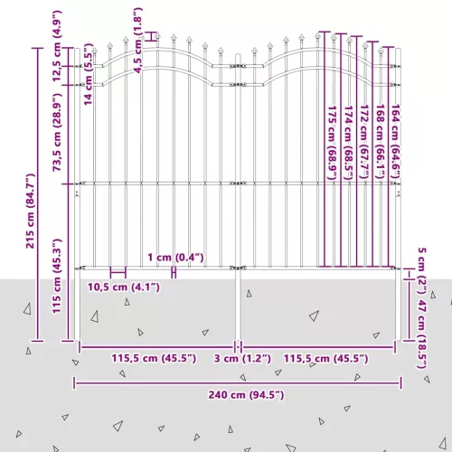  Kerti Kerítés Fehér 215 cm Porszórt Acél