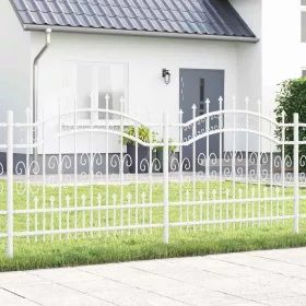  Kertkerítés Fehér 140 cm Porszórt Acél