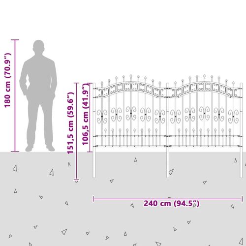  Kertkerítés Fehér 165 cm Porszórt Acél