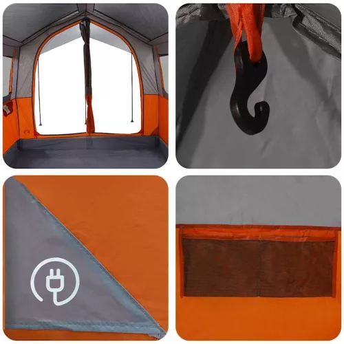  Családi Sátor tetővel Szürke és narancs 324 x 255 x 230 cm