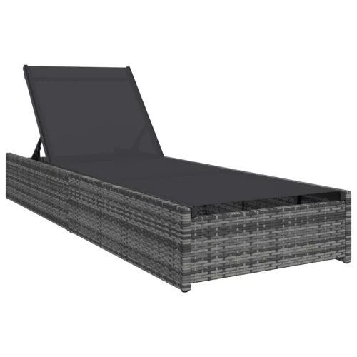  Napozóágy Szürke 60x200x27 cm Polirattan