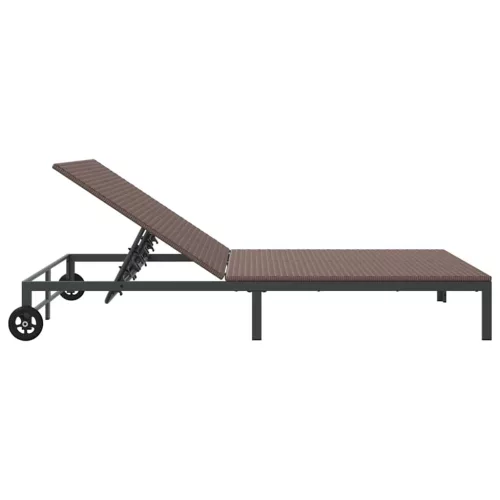  Napozóágy 1-személy Barna 206 x 62.5 x 74 cm polirattan