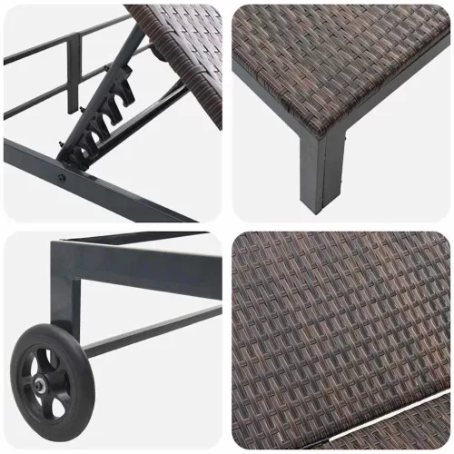  Napozóágy 1-személy Barna 206 x 62.5 x 74 cm polirattan
