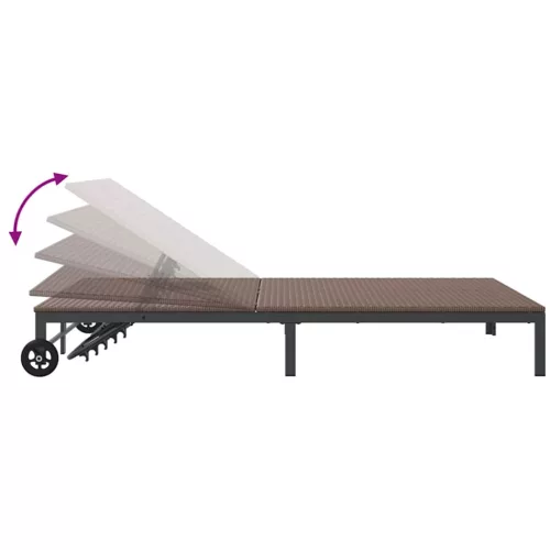  Napozóágy 1-személy Barna 206 x 62.5 x 74 cm polirattan