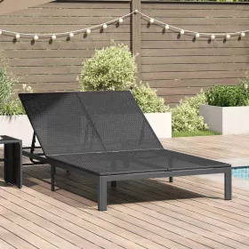  Napozóágy 1-személy Fekete 206 x 62.5 x 74 cm polirattan