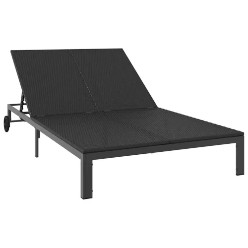  Napozóágy 1-személy Fekete 206 x 62.5 x 74 cm polirattan
