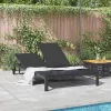  Napozóágy 1-személy Fekete 206 x 62.5 x 74 cm polirattan