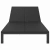  Napozóágy 1-személy Fekete 206 x 62.5 x 74 cm polirattan
