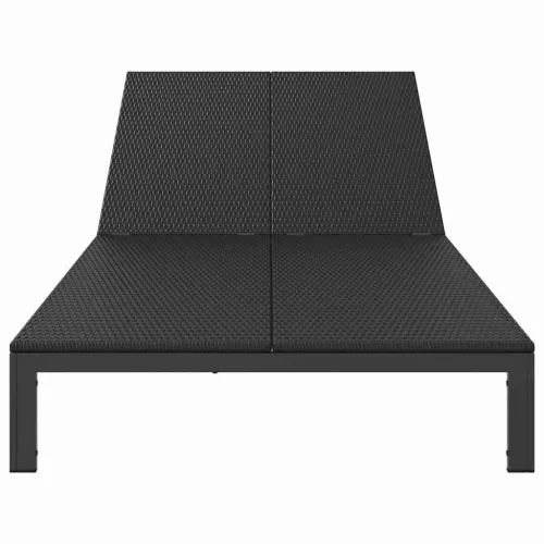  Napozóágy 1-személy Fekete 206 x 62.5 x 74 cm polirattan