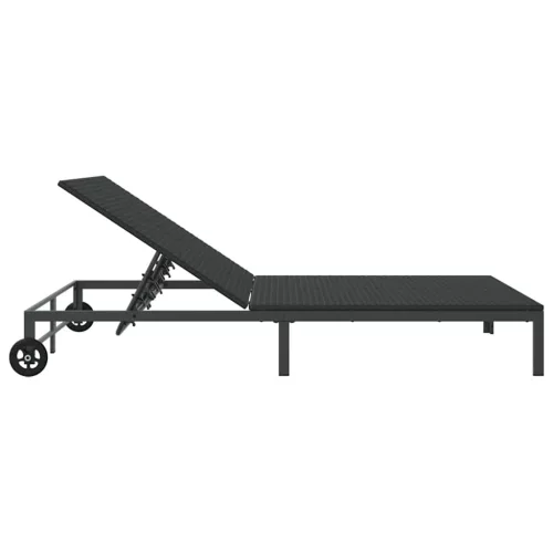  Napozóágy 1-személy Fekete 206 x 62.5 x 74 cm polirattan