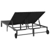  Napozóágy 1-személy Fekete 206 x 62.5 x 74 cm polirattan