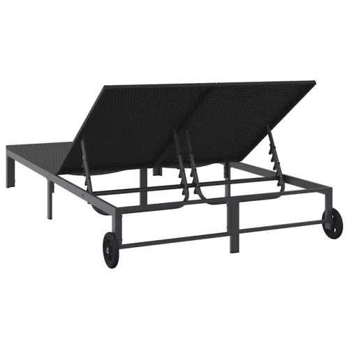  Napozóágy 1-személy Fekete 206 x 62.5 x 74 cm polirattan
