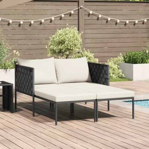  Napozóágy párnákkal 2 fő részére Anthracite 115x153x69,5 cm Acél