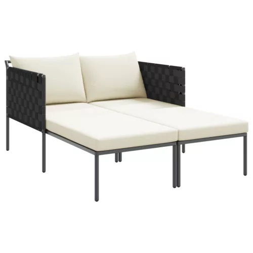  Napozóágy párnákkal 2 fő részére Anthracite 115x153x69,5 cm Acél