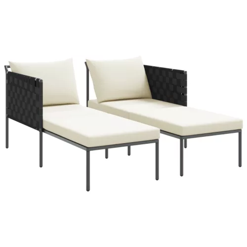  Napozóágy párnákkal 2 fő részére Anthracite 115x153x69,5 cm Acél