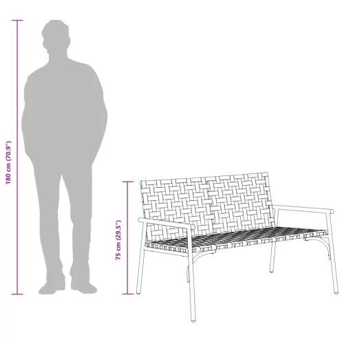  Kerti Pad Fekete 113x79x75 cm Poli Rattan