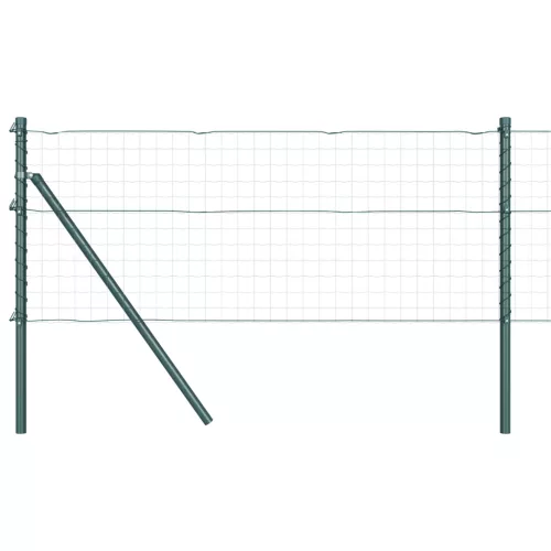  Kerítésoszlopok 7 db Zöld Ø32 mm 100 cm Galvanizált Acél