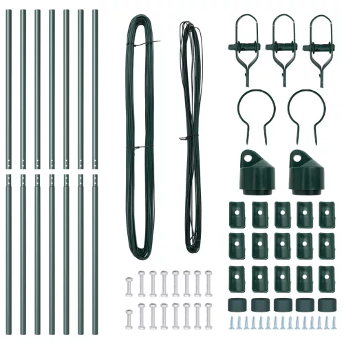  Kerítésposztok 7 db Zöld Ø32 mm 150 cm Horganyzott Acél