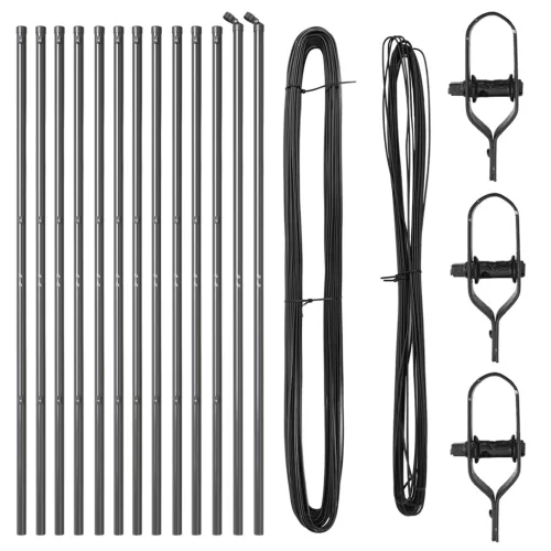  Kerítésoszlopok 13 db Szürke Ø32 mm 200 cm Galvanizált Acél