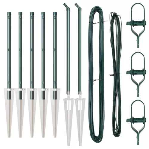  Kerítésoszlopok Cölöppel 7 db Ø32 mm 60 cm Horganyzott Acél