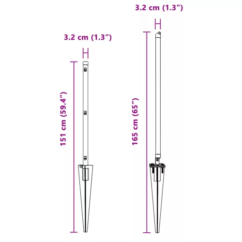  Cövekek Szigettel 13 db Ø32 mm 120 cm Horganyzott Acél