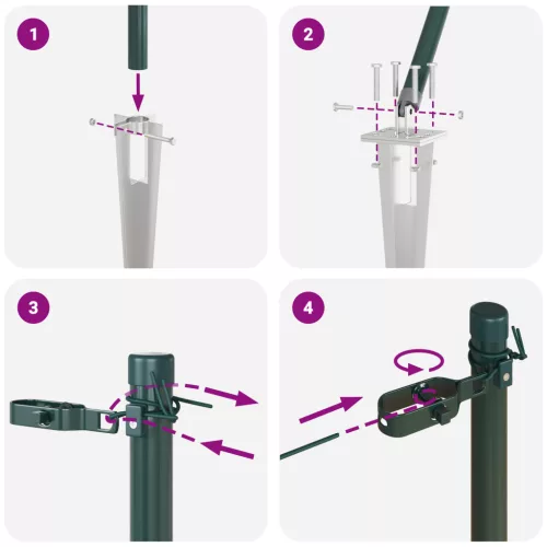  Kerítések posztokkal 7 db Ø32 mm 180 cm Horganyzott acél