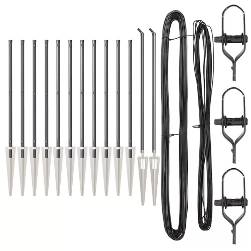  Kerítésoszlopok Szett 13 pcs Szürke Ø32mm 100 cm Fém