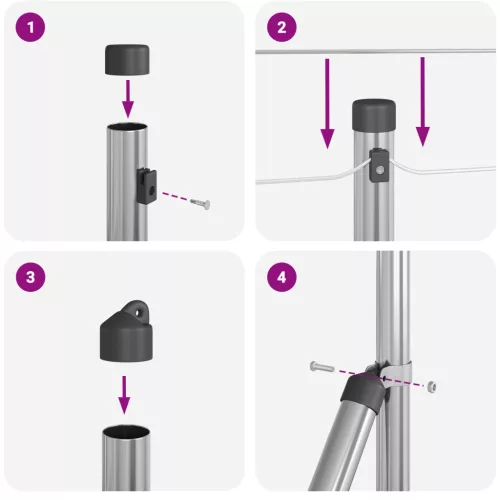  Kerítésoszlopok Talppal 13 db Ø32 mm 100 cm Horganyzott Acél