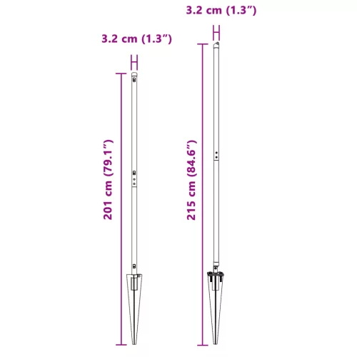  Kerti Oszlopok Spike-kal 13 db Ø32 mm 170 cm Horganyzott Acél