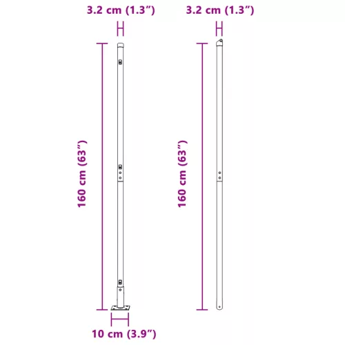  Kerítésoszlopok Alaplemezekkel 13 db Ø32mm 83,5cm Horganyzott Acél