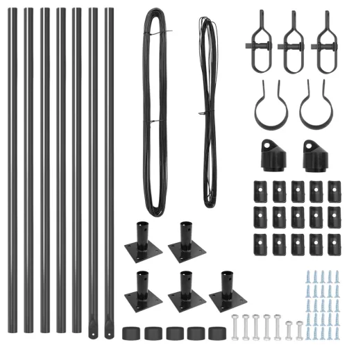  Kerítésoszlopok Alaplemezekkel 7 db Ø32mm 50cm Horganyzott Acél