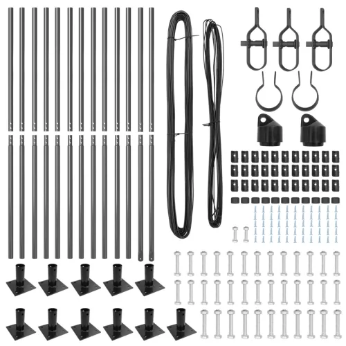  Kerítéstartó Üveglappal 13 db Ø32mm 83,5cm Galvanizált Acél