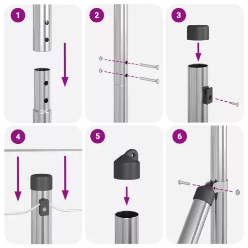  Kerítésoszlopok Alaplemezekkel 13 db Ø32mm 78,5cm Horganyzott Acél